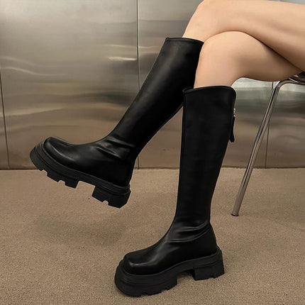 Thick-Soled Thick-Heeled Knee-Length Boots for Thick Legs and Long Boots 2025 New Autumn and Winter High Knight Boots but Not Long Boots for Women