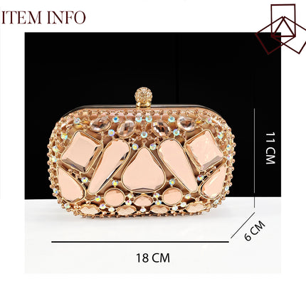Queenyan Export Mirror Large Diamond Clutch and Women's High-Heeled Shoes Combination Set Elegant and Simple Banquet