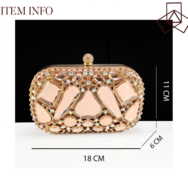 Queenyan Export Mirror Large Diamond Clutch and Women's High-Heeled Shoes Combination Set Elegant and Simple Banquet