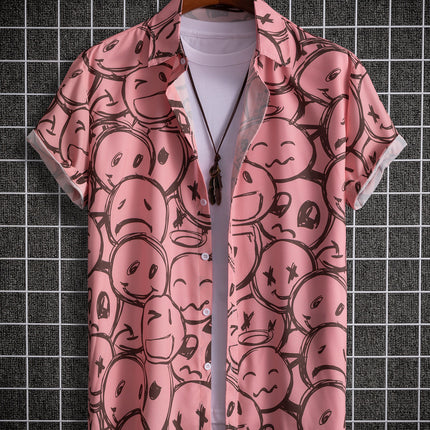 2023 cross-border fashion casual digital printing Smiley men's shirt