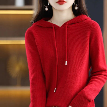 Autumn and Winter New Hooded Knitwear Women's Casual Loose Large Size Sweater Jacket Korean Solid Color Lazy Thickened Hoodie