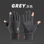 Waterproof black label showing two fingers: gray / M
