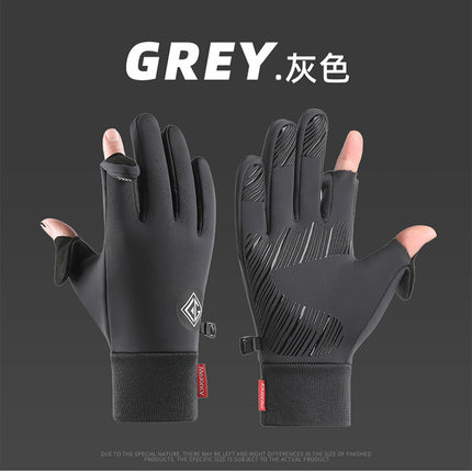 2025 Cross-Border Autumn and Winter Sports Velvet Windproof and Warm Men's and Women's Non-Slip Touch Screen Water-Repellent Cycling Cold-Proof Gloves