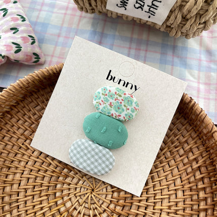 Korean-Style Fabric Children's Hair Accessory Small Oval Floral Bb Clip Fresh Versatile Baby Hairpin Hair Ornament Bangs Hair Clip