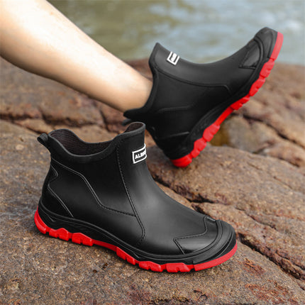Cross-Border Rain Boots Men's New Short Rain Boots Outer Wear Trendy Casual Kitchen Non-Slip Fishing Shoes Rubber Shoes Waterproof and Wear-Resistant