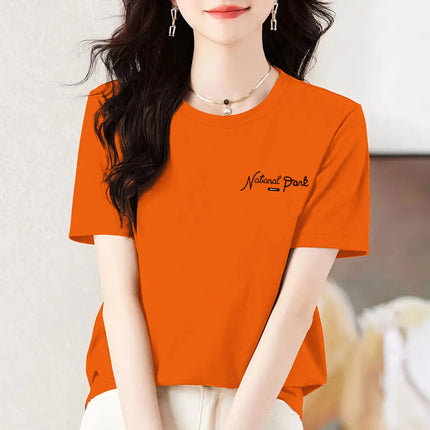 pea green Cotton Short-sleeved T-shirt Women's Colorful Multi-color Optional Summer New All-match Age-reducing Western-style Loose Top