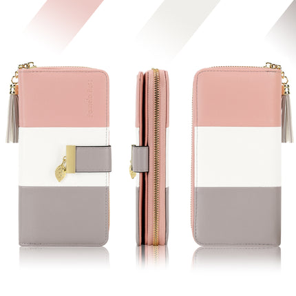 Cross-border Color-matching Women's Long Wallet Creative Leather Color-matching Large Capacity Wallet Mobile Phone Wallet