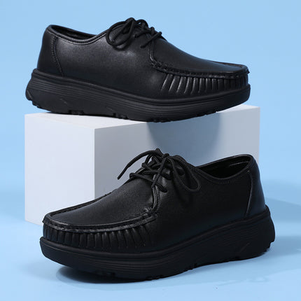in stock nurse shoes women's soft bottom not tired feet spring and autumn breathable lace thick bottom white black work shoes for cross-border foreign trade