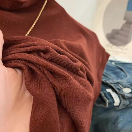 Temperament Shell Collar Sleeveless T-Shirt for Women Early Autumn Slimming Look Suit with Bottoming Shirt Clean Version Half Turtleneck Top