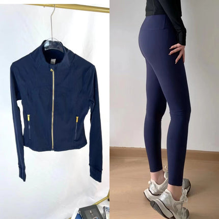 New Gold Label Stand-Up Collar Short Jacket Suit Sports Yoga Wear Slimming Sports Jacket Women's Lulu Swai