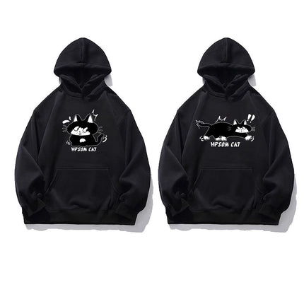 High-End Men's and Women's Long-Sleeved Ins-Style Tops, Special Couple Wear, Autumn and Winter Velvet Hooded Sweatshirts, Trendy Brand Class Uniforms