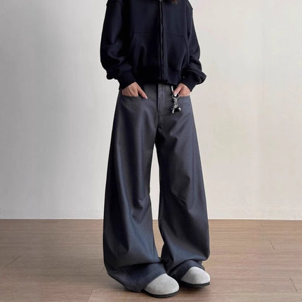 American High Street Cleanfit Silhouette Scimitar Casual Pants Men's Wide-Leg Straight Slim Floor-Length Design Pants