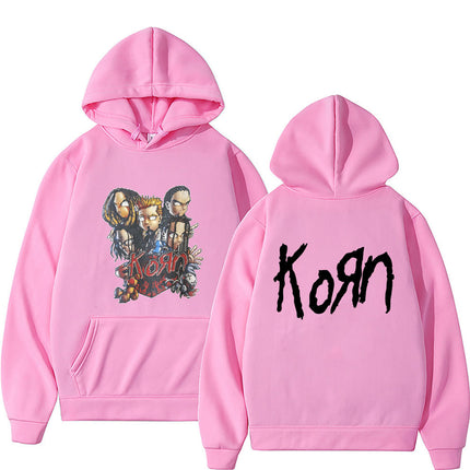 Rock Band Korn Anime Cartoon Print Hoodie Men Women Oversized
