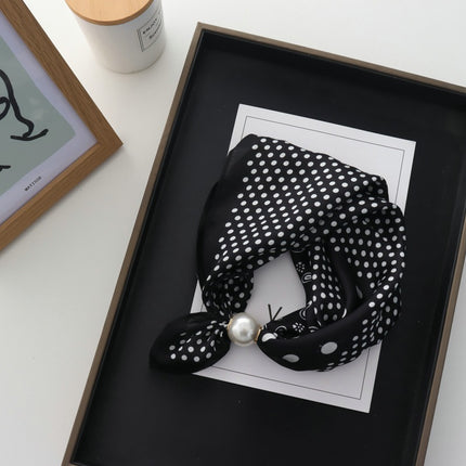 Pearl Magnetic Buckle Small Silk Scarf for Women 2025 New Spring Scarf Neck High-End Matchinging Neck Accessories Neck Scarf