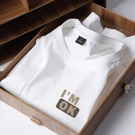 Summer Hong Kong Style Black Aircraft Ice Silk Round Neck Men's T-shirt Top Printed Casual Retro Top Couple Clothing