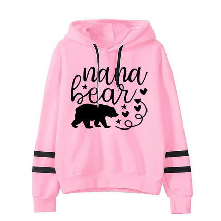 Cross-border foreign trade sources nana bear printed striped parallel bars hoodie long sleeve men's and women's European size plus size