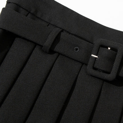 B2125 2025 Autumn Women's New Fashion College Style Pleated Skirt Security Pants Half Skirt with Belt