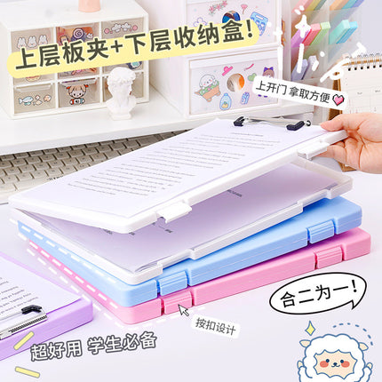 Plastic board folder file box copy writing board storage box A4 data box PP transparent office supplies finishing box