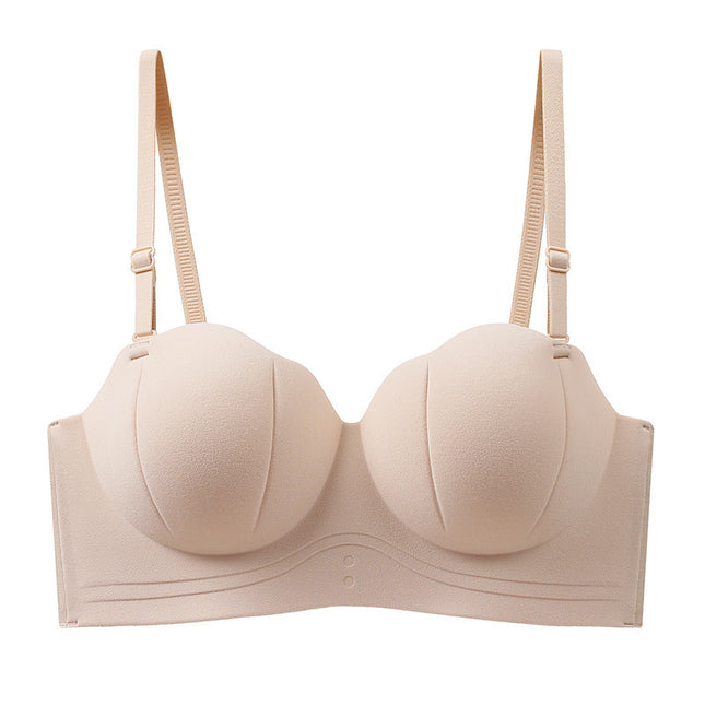 [Small Breasts and Flat Chest Gathering] Strapless Thickened Two-Piece Breathable Skin Friendly High Elastic Gathering Half Cup Bra
