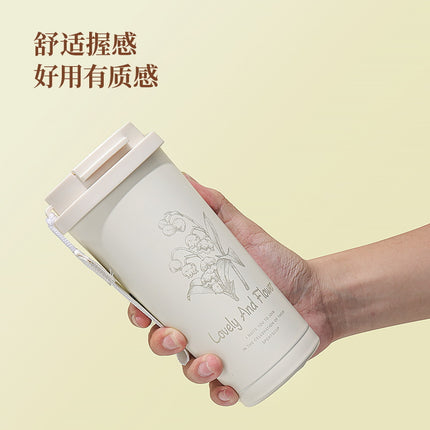 Suzuki Orchid Car Coffee Cup Double Drink Stainless Steel Thermos Cup Women's Water Cup High Color Value Accompaniment Printed Water Cup