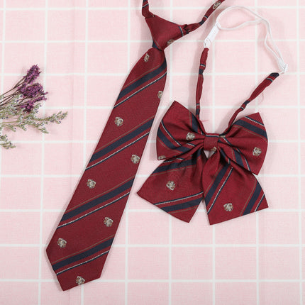 Japanese and Korean striped jk/dk college style men's and women's red cyanotic gray blue shirt accessories tie-free collar set