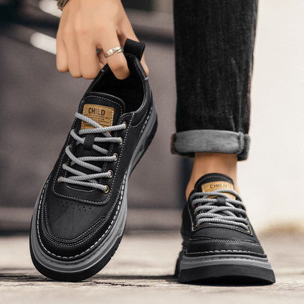 Men's Shoes 2026 Spring New Versatile High-End Flat Shoes Men's Height-Increasing Casual Work and Sports Shoes