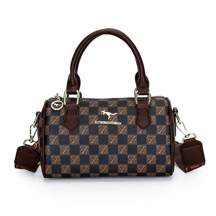 Cross-Border Women's Bag 2025 New Retro Printed Boston Handbag Trendyy Bag Versatile Shoulder Pillow Bag