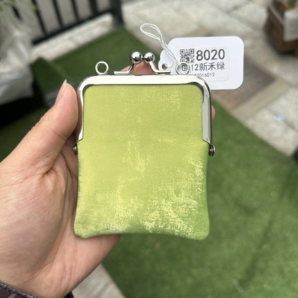 Satin Single Piece Mini Genuine Leather Coin Purse Lipstick Small Bag Buckle Storage Bag Open Buckle Crossbody Headset Bag