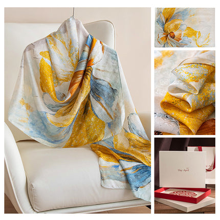 Silk Scarf, Long and Elegant, New Autumn Style, Mulberry Silk Printed, Fashionable Women's Scarf, Versatile