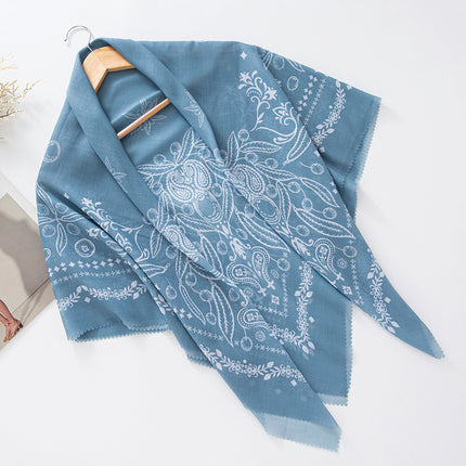 Cross-Border New Product Voile Print 110 Square Scarf Classic Lace Scarf Turban Malaysian Shawl