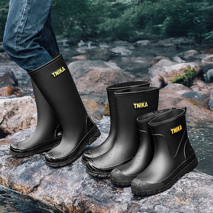 Mountain-Style Multi-High-Soled Men's Rain Boots with Elastic Rope Hiking Waterproof Shoes 28/39 Non-Slip Fishing Wading Rubber Boots