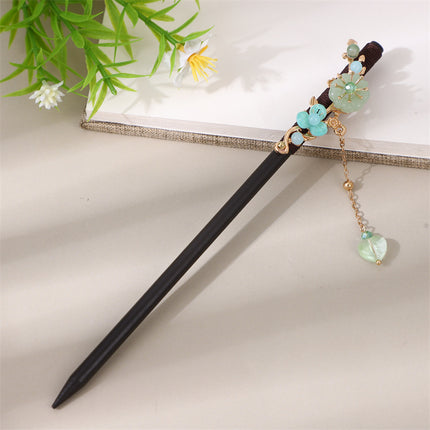 Antique Hairpin Tassel Step Wooden Hairpin Imitation Ebony Headwear Disc Hair Han Clothes Accessories Hair-pulled Ancient Clothes Hair Women