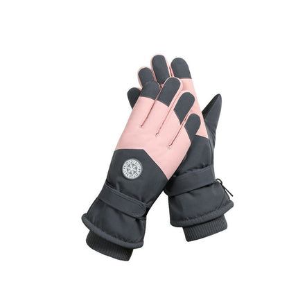 Outdoor Ski Gloves Xinji Men's Autumn and Winter Waterproof and Windproof Thickeneded Warm Fleece-Lined Finger Cycling Gloves for Women