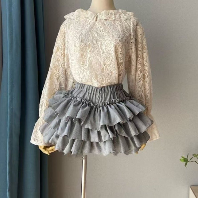 Plaid Pants Culottes Lolita Pumpkin Cake Leggings Anti-Exposure Jk Tutu Skirt Lolita