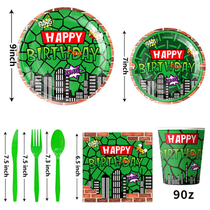 Cross-Border New Teenage Mutant Ninja Turtles Theme Party Supplies Disposable Tableware Kidsren's Birthday Party Cake Insert Balloon