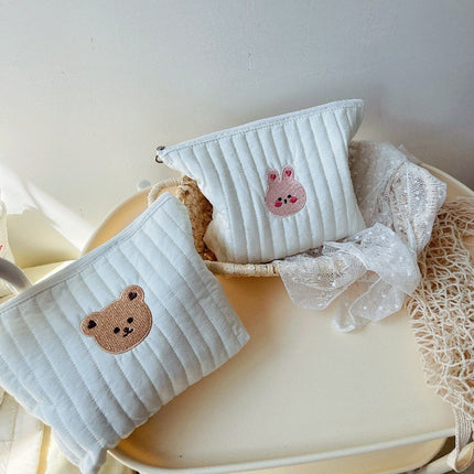 Ins Korean-style Handbag Quilted Embroidered Cosmetic Bag Multi-functional Diaper Bear Storage Bag Mummy Bag