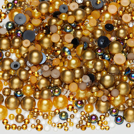 Nail Art Ab Colorful Flats Bottom Diamond Semi-Circle Pearl Mixed Color Set DIY Material Mobile Phone Shoes Clothing Cup Accessories