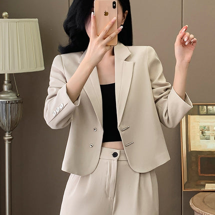 Cross-Border Casual Blazer for Women, Elegant and Petite, Light Workplace Fashion, Workwear Two-Piece Set, Professional Suit Set