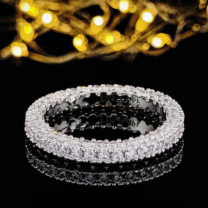 Cross-border e-commerce products Europe and the United States three rows of drill micro-inlaid women's ring plain ring shein in stock direct supply in stock r5517