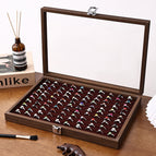 Walnut inner wine red jewelry box [hundred rings]