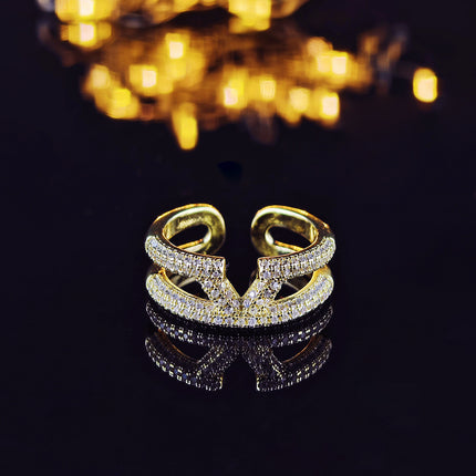 Amazon Light Luxury European and American Style Opening Adjustable Ring Female Niche Classic Design R8412