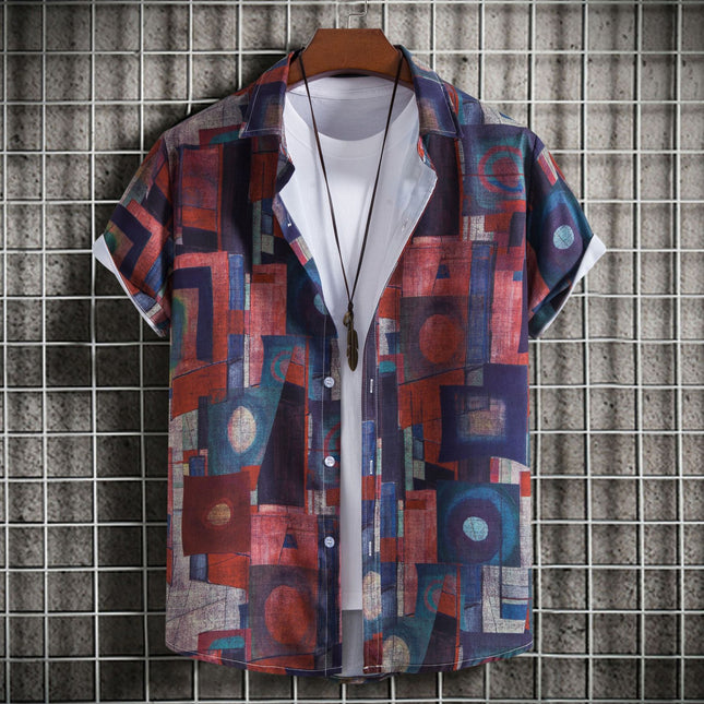 Foreign Trade Spring and Summer New AliExpress Explosions Men's Short-sleeved Printed Shirt Summer Hawaii Beach Men's Shirt