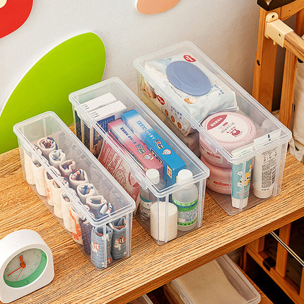 Desktop Storage Box Narrow and Long Transparent Deep Sundries Flatting Box Rectangular Gap Storage Box Storage Box
