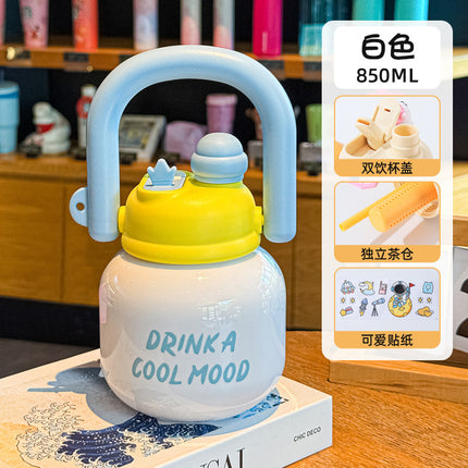 Wholesale Large-Capacity Plastic Straw Cups for Summer, Suitable for Men and Women, with a High Aesthetic Appeal, Portable Outdoor Sports Water Bottles for Children