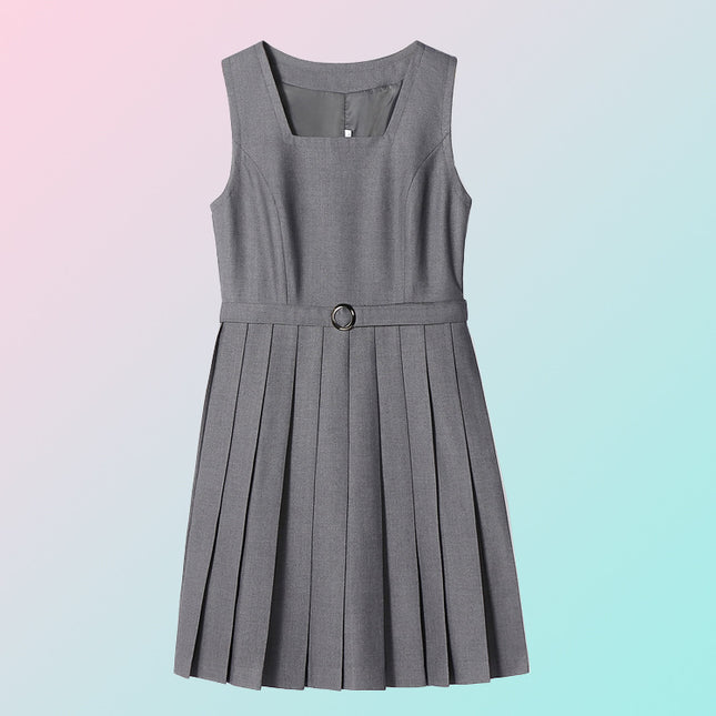 Original Spring and Summer Vest Dress Suit British College Dress Sleeveless Student Class Uniform School Uniform Work Clothing Versatile Women's Skirt