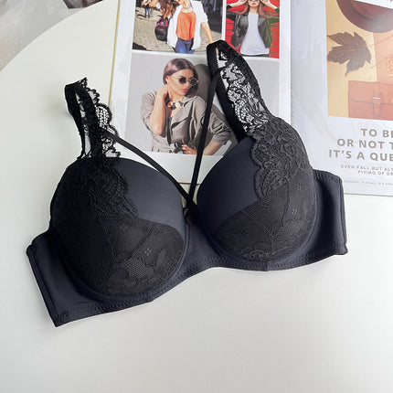 French Sexy Lace Intimates Women's Thin D Big Breasts Showing Small Bra Push up Top 100kg Plus Size Fat MM Bra