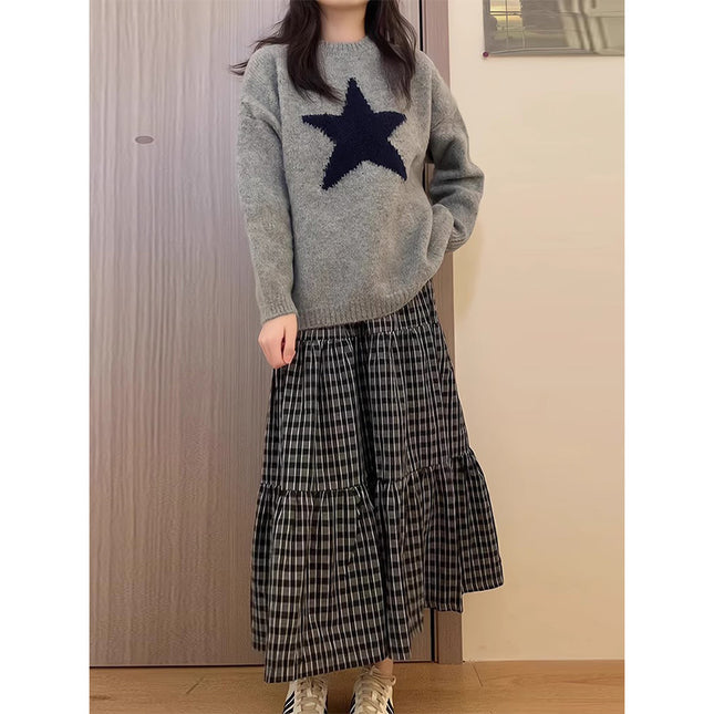 Autumn and winter women's 2023 new tea series wear wear slightly fat fashion Korean Drama High sense sweater two-piece suit dress