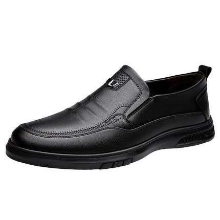 Men's Leather Shoes Spring Season Genuine Leather British Style Business Casual Men's Shoes 2026 New Model Slip-On Soft Sole Wide-Fit Dad Shoes