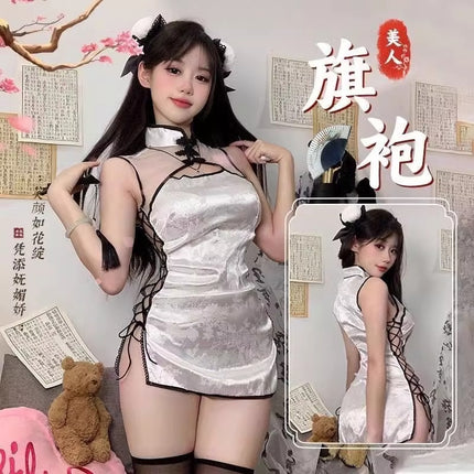 Chinese Girl Pajamas Sexy Intimates 2025 New Sexy Cheongsam Uniform Temptation Free Off Battle Robe Female Embroider Pure Desire