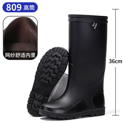 Night reflective Senior high school low men's rain boots safe travel fishing security site mountain-seeking non-slip rain boots water shoes rubber shoes
